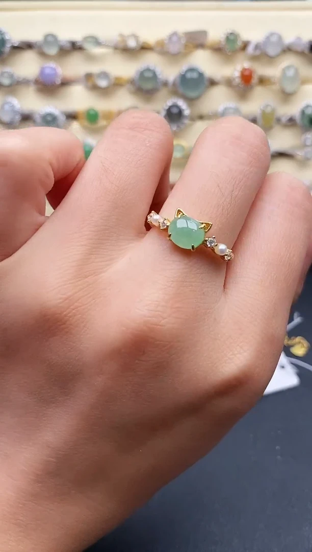 翡翠戒指银S925镶嵌22222222+6