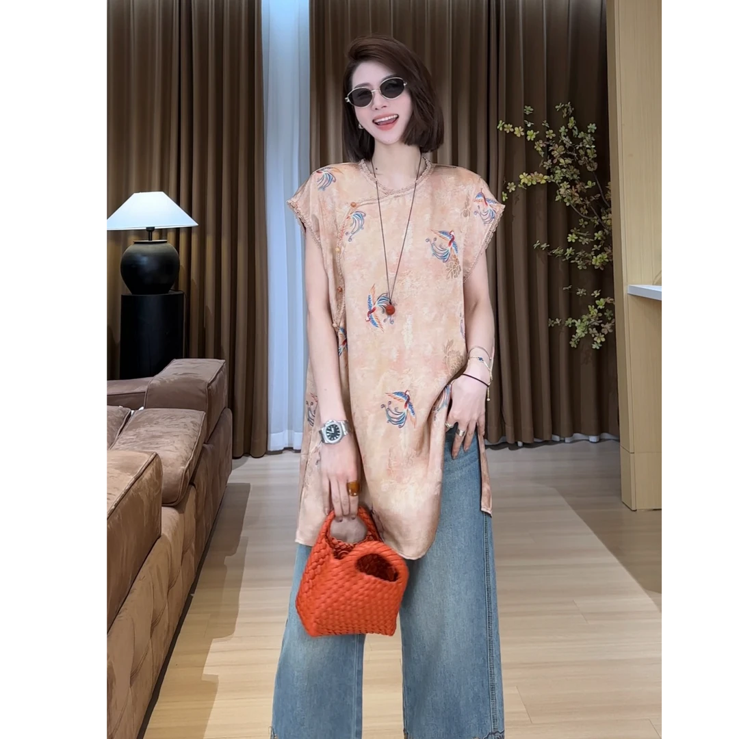 YYOUHAN 2025新款【梦回时】极简风提花蕾丝拼接百搭T恤 2505C2990