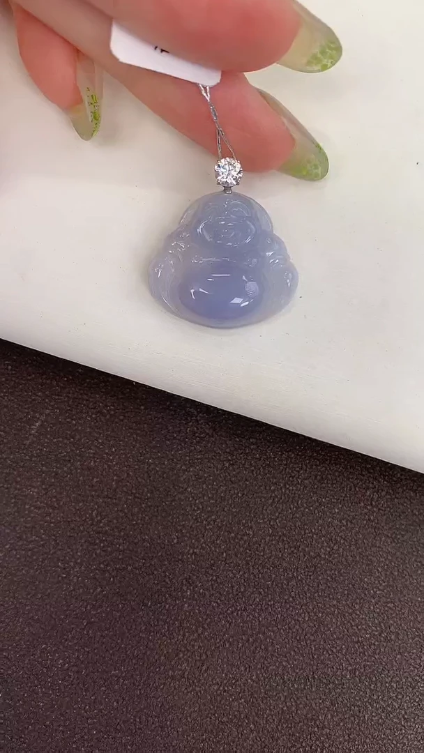 颈饰18K金镶嵌翡翠天然缅甸a货翡翠