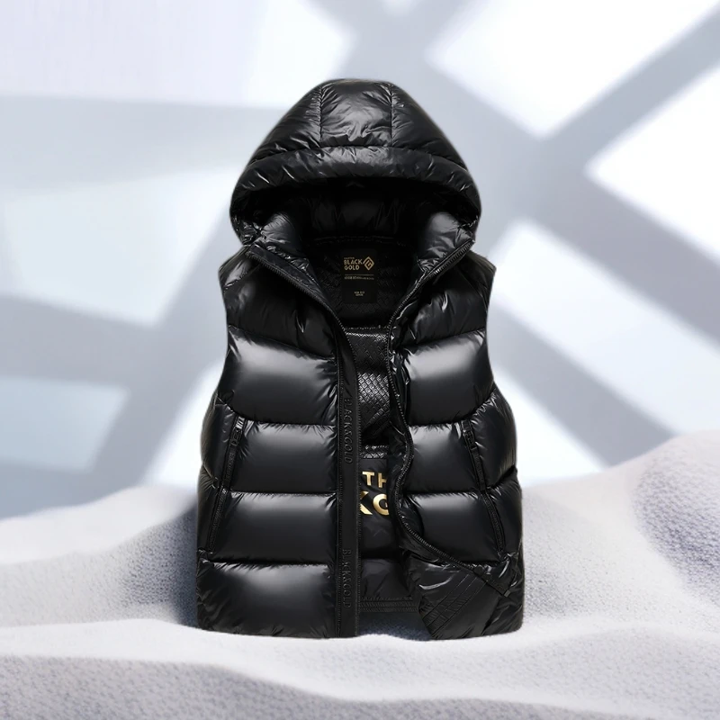 宾斯洛特时尚羽绒马甲秋冬季新款保暖坎肩可拆卸连帽鹅绒外穿背心