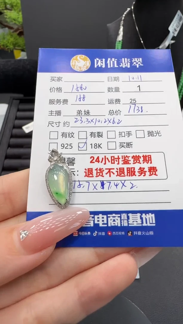 吊坠(不含链)18K金镶嵌翡翠翡翠吊坠