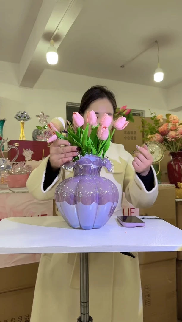 【闪购商品】无铅玻璃洛芙花器-u-早26 紫色花瓶