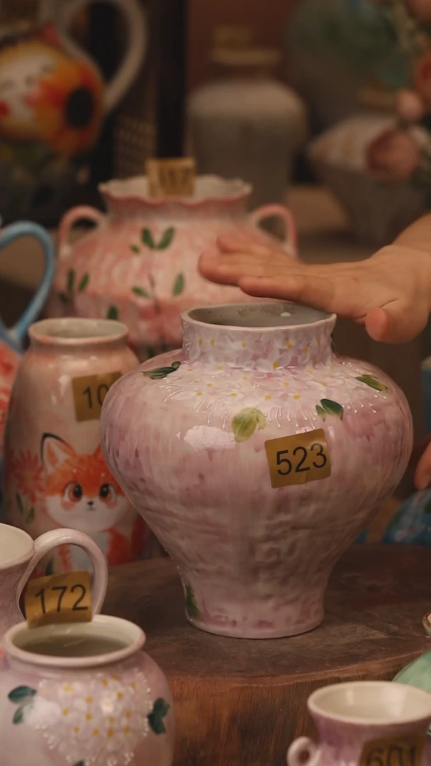 陶瓷523景德镇设计师手作花器摆件侘寂风