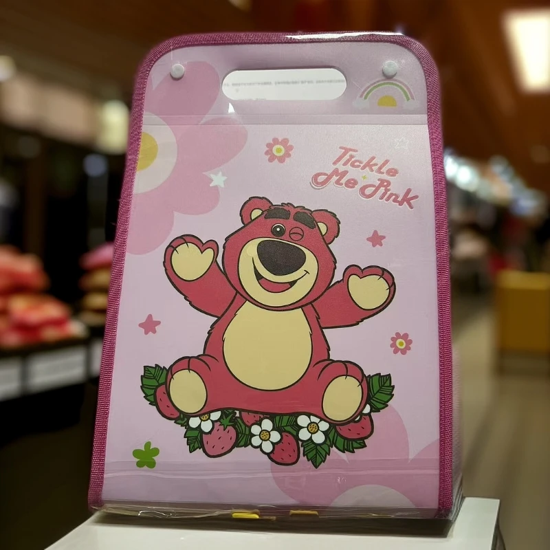 13入pp草莓熊竖式风琴包透明A4手提文件夹