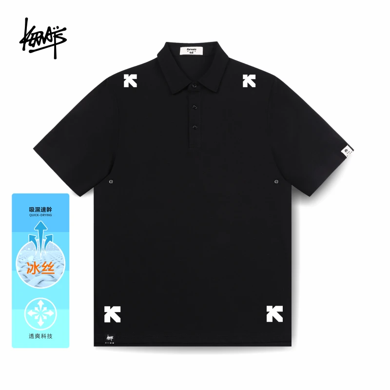 【KERWATS/可维斯品牌】潮流箭头K印花POLO衫短袖男女冰丝透气翻领