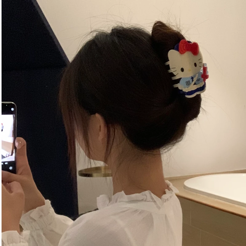 元气满满鲨鱼甜心警官kitty可爱少女风简约发夹日韩头饰女抓夹