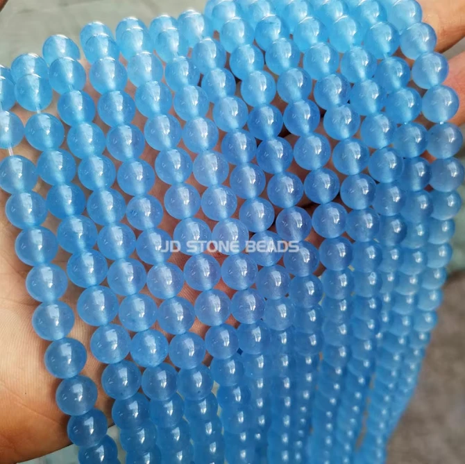 【A破价浮力】优化高品质玉髓中蓝色8mm散珠DIY半成品 多样性发一
