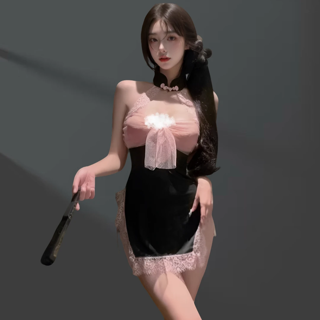 AIFEIER[爱恋]蕾丝性感小胸睡衣蝴蝶结裸背辣妹超显瘦薄款睡裙