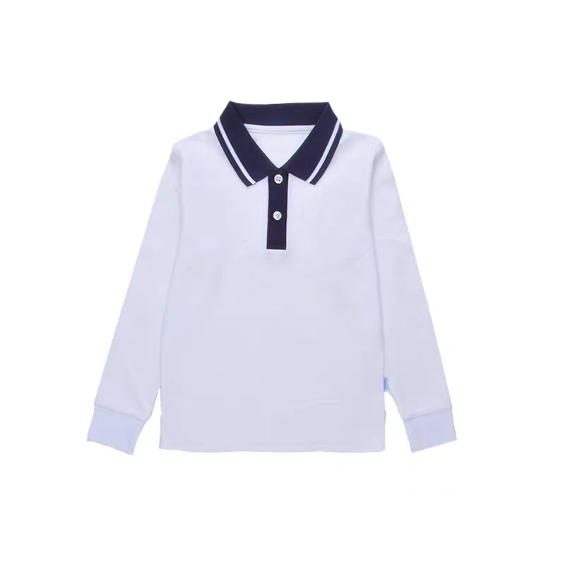 长袖白色时尚翻领百搭T恤上衣休闲春季秋季春秋纯色学院风服装