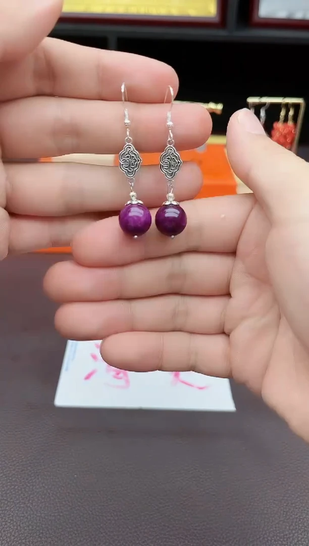 玛瑙/玉髓耳饰银S925镶嵌202000