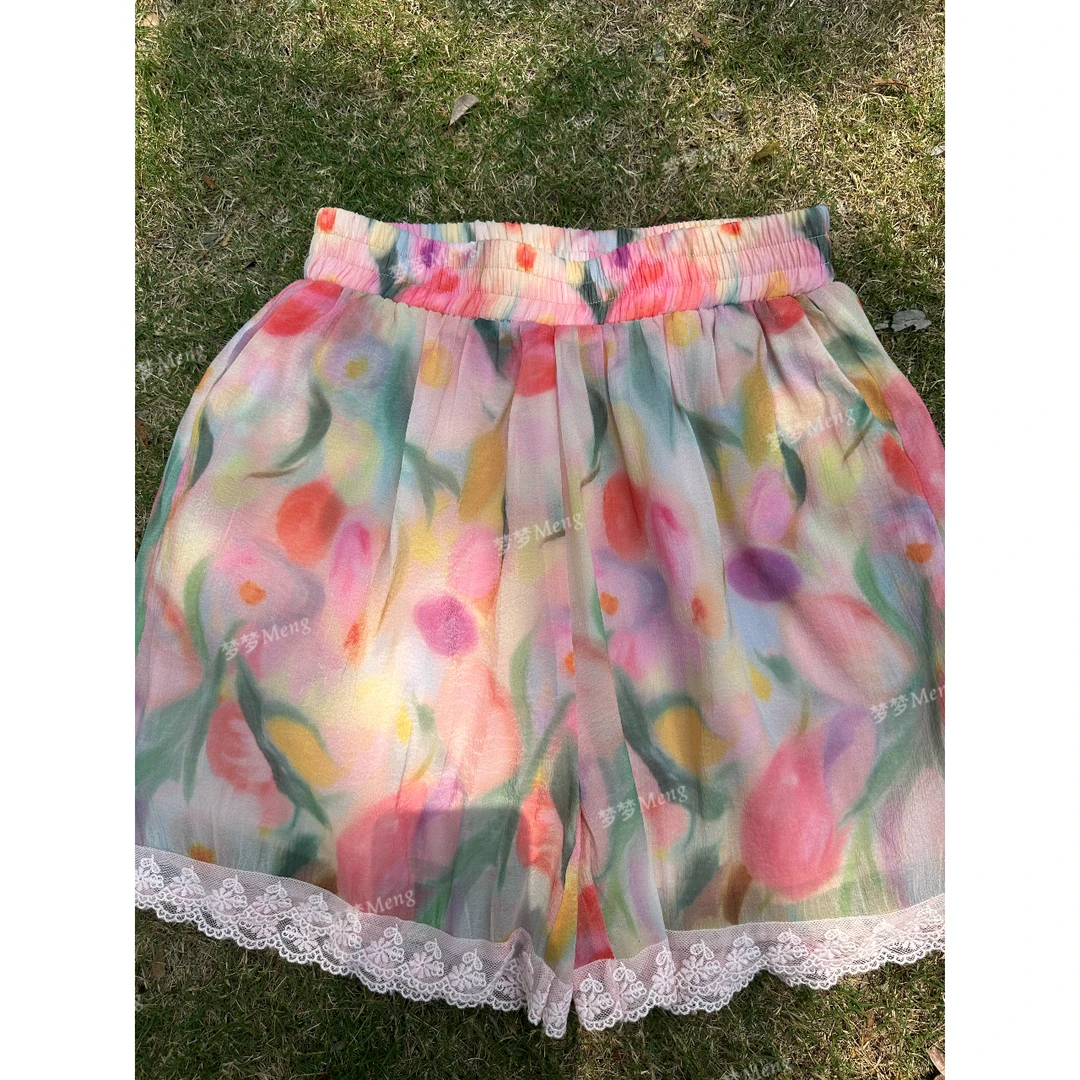 Meng 郁金香2 春夏新款韩系休闲防晒蕾丝短裤 359k
