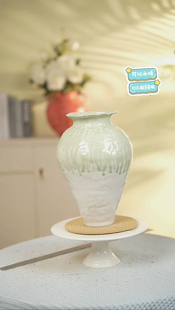 翠雨落白景德镇高端陶瓷花瓶家居水培插花瓶