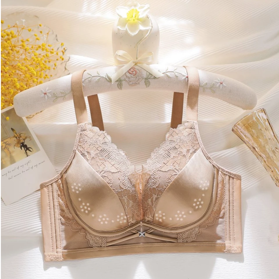 浪莎粉底液肤色内衣小胸聚拢薄款透气洞洞杯性感蕾丝调整型文胸罩