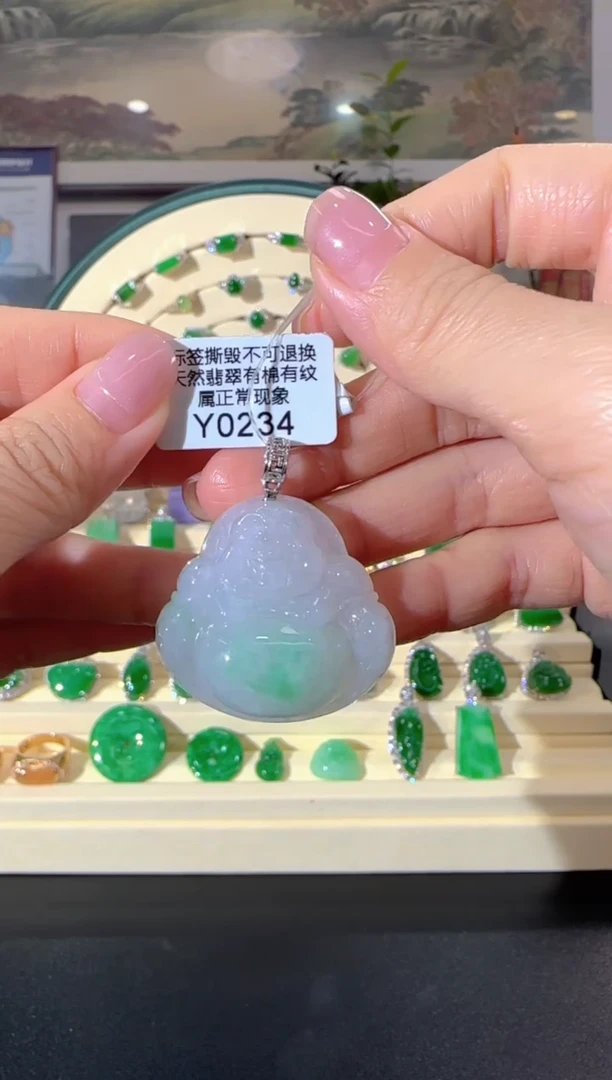 颈饰18K金镶嵌翡翠Y0234 佛公