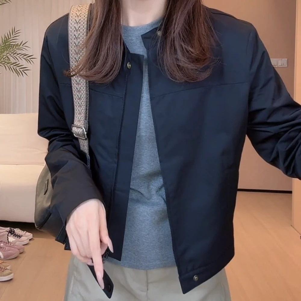 早秋防风韩版简约女夹克短外套女简约气质小短款上衣C6101