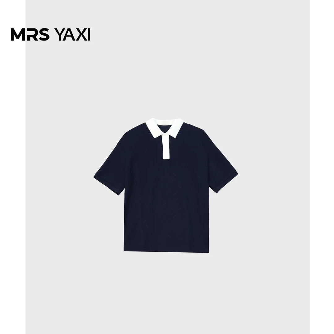 Mrsyaxi极简轻奢小众款POLO衫翻领上衣YX5022601