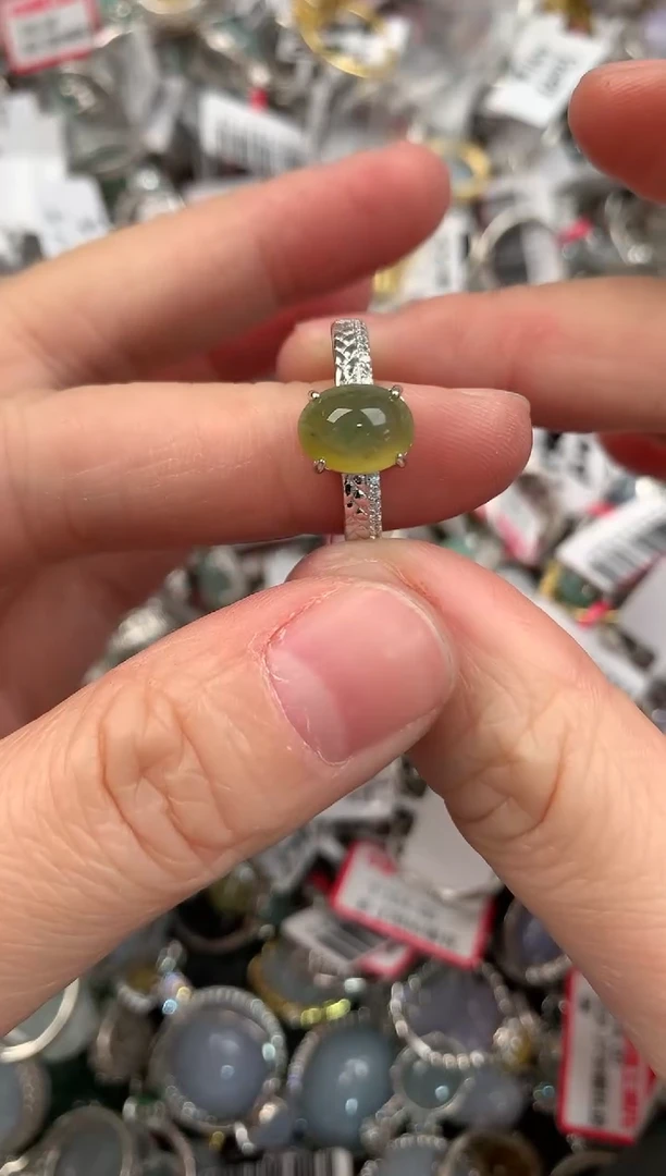 银S925镶嵌戒指翡翠555               5