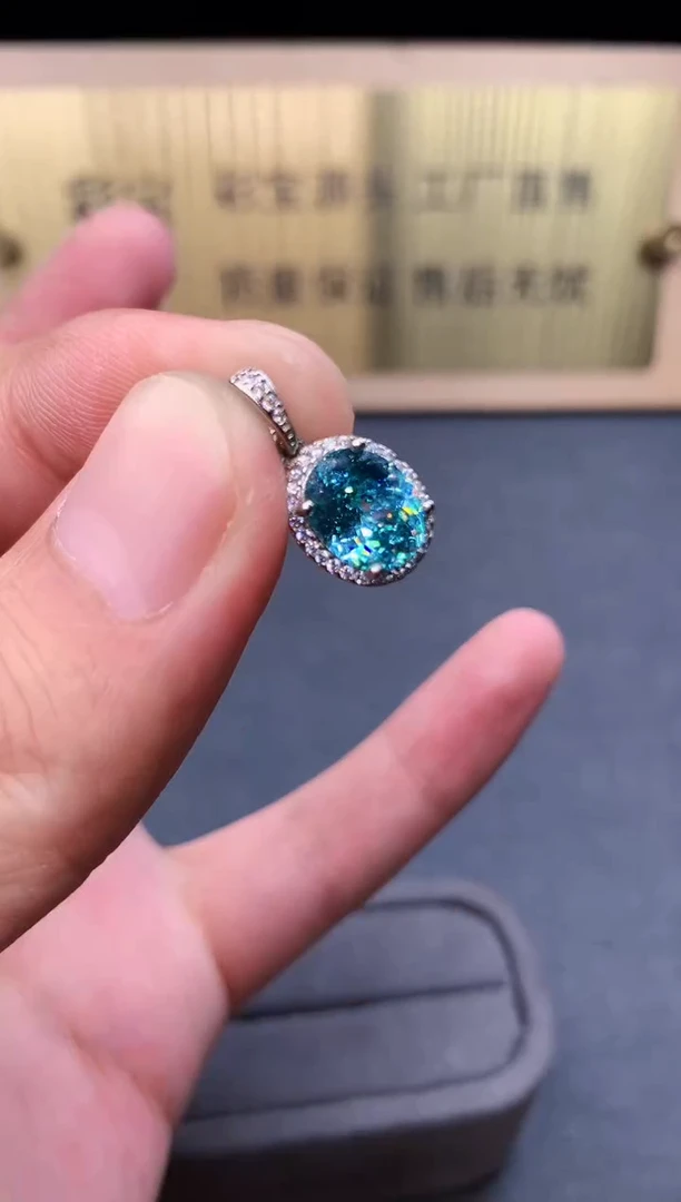 银S925镶嵌颈饰帕拉依巴碧玺8763