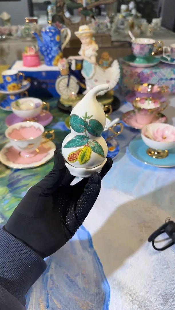 【闪购商品】瓷片葫芦牙签筒 手绘描金+骨瓷材质