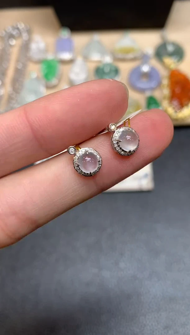 【闪购商品】翡翠耳饰18K金镶嵌蛋面【无服务费】