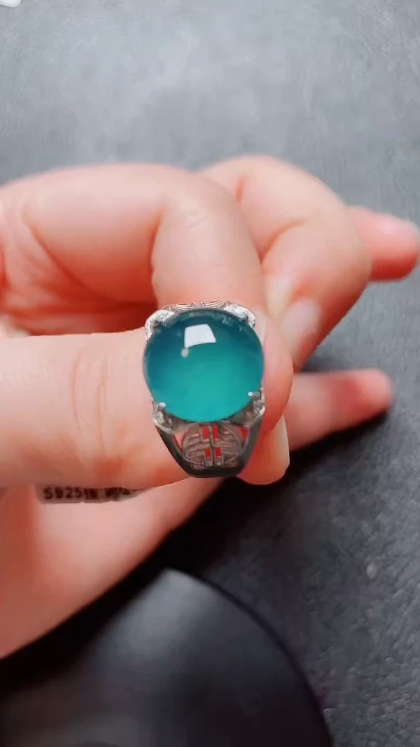 翡翠戒指银S925镶嵌翡翠