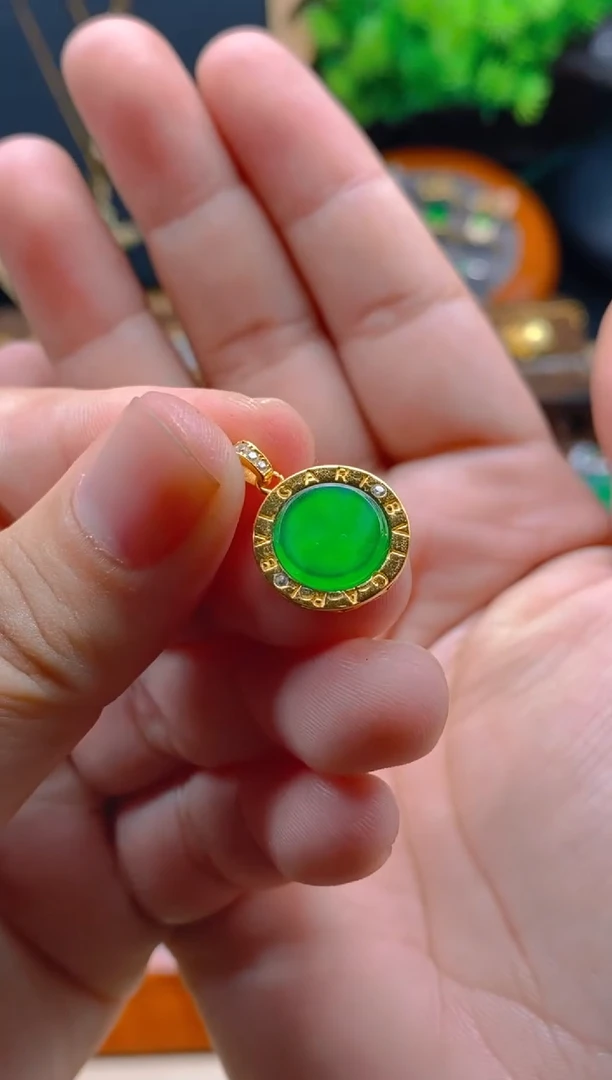 翡翠银S925镶嵌吊坠(不含链)无事牌