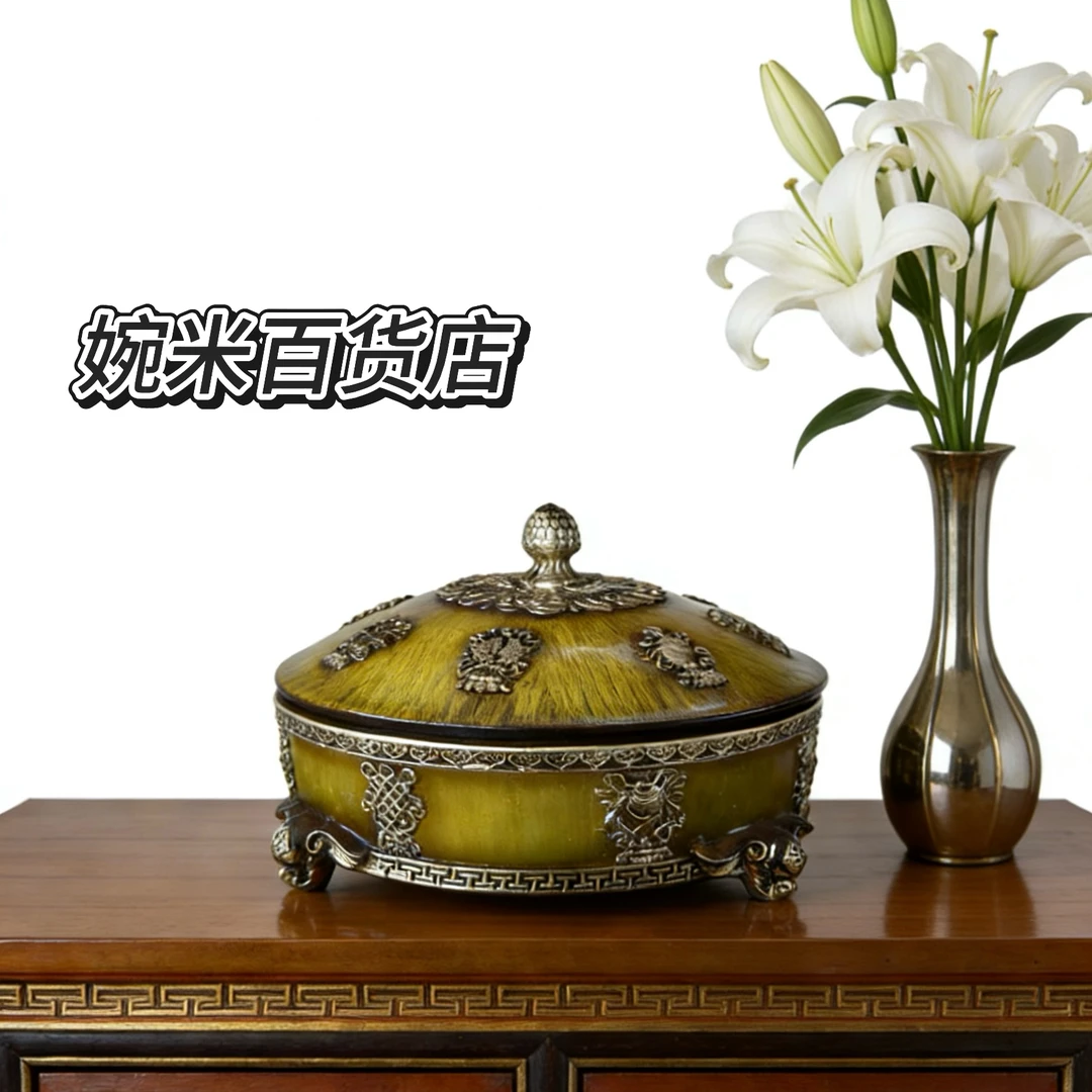 吉祥八宝图果盘圆形