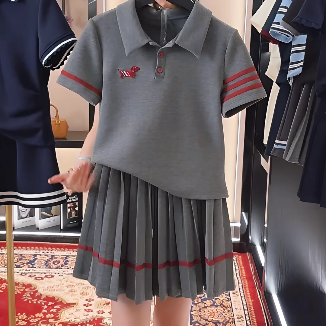 设计师款|<减龄系列>宽松版夏季套装T恤短裙休闲小翻领