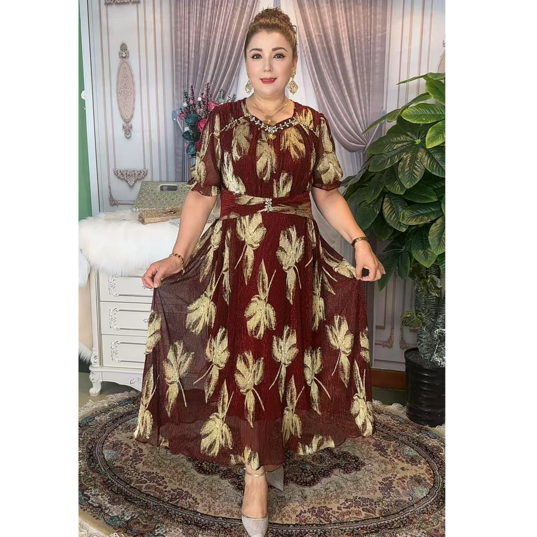 2025轻奢时尚气质高端优雅大气提花显瘦中长款连衣裙2519款