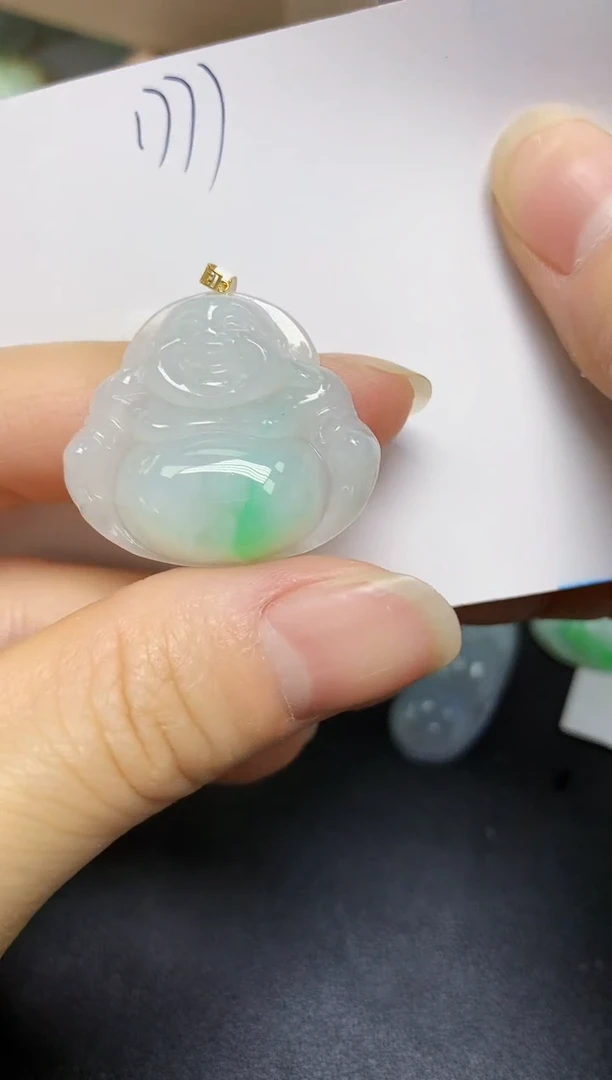 翡翠18K金镶嵌颈饰 天然翡翠A货