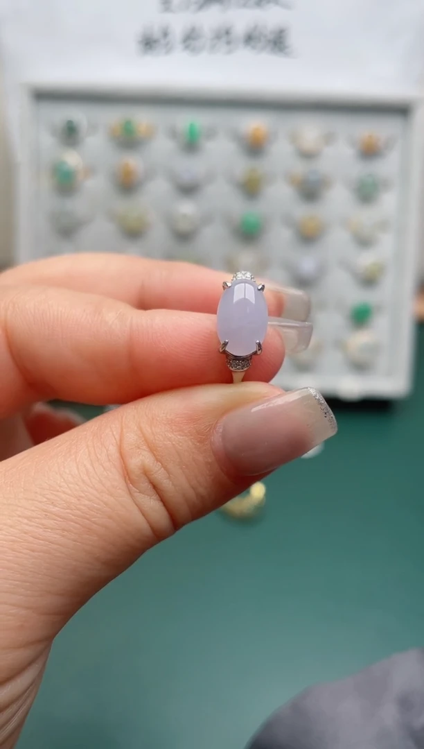 翡翠戒指银S925镶嵌.