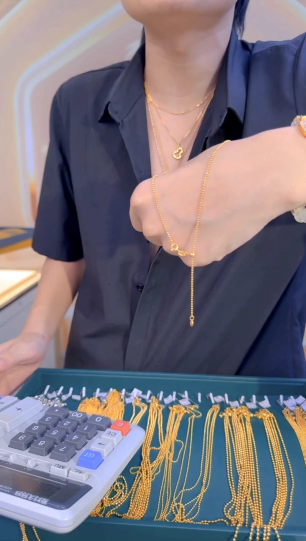 爱心抽拉切面珠链45cm 2.1g（多样性发货）