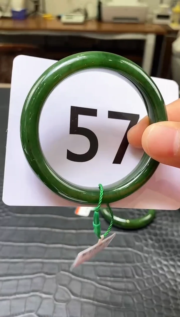 【闪购商品】和田玉碧玉手镯57.5未镶嵌一个