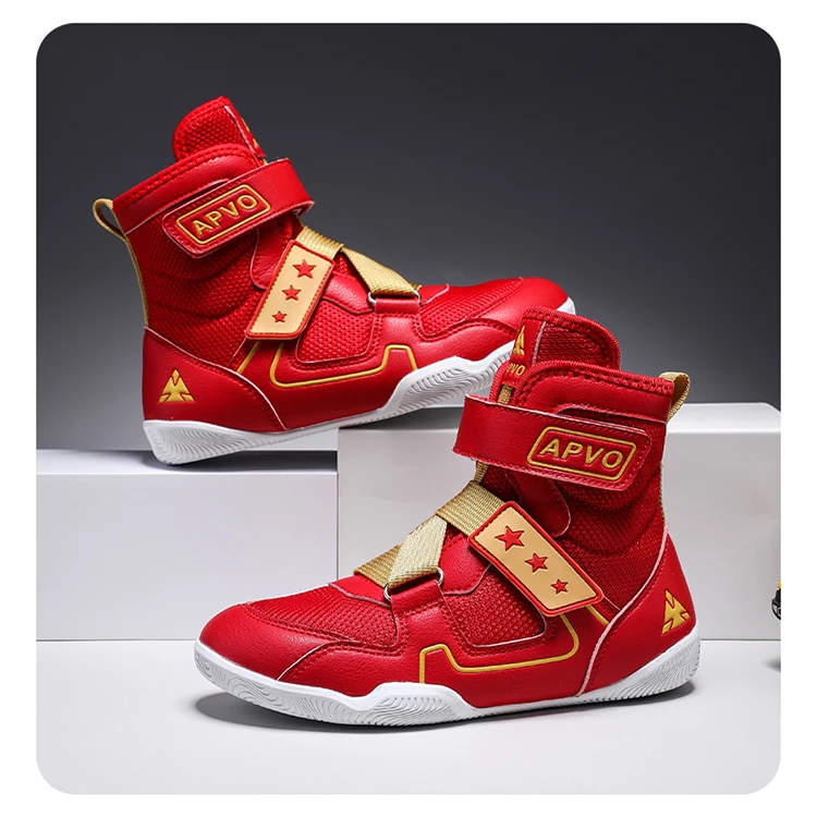 自由专业训练鞋男女儿童拳击少儿搏击鞋透气摔跤鞋拳击鞋泰拳格斗