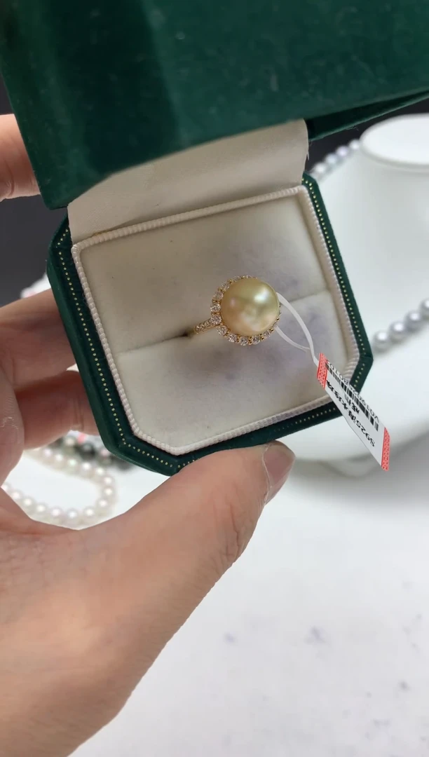 银S925镶嵌FF海水珍珠金珠吊坠(赠链）
