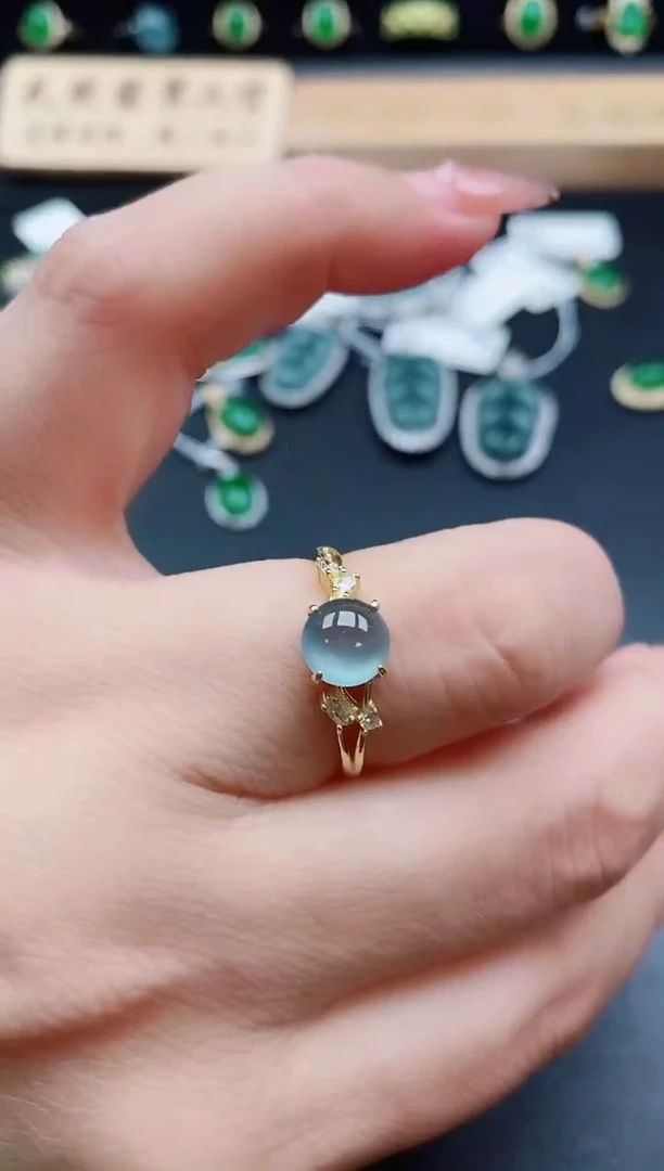 银S925镶嵌戒指翡翠1