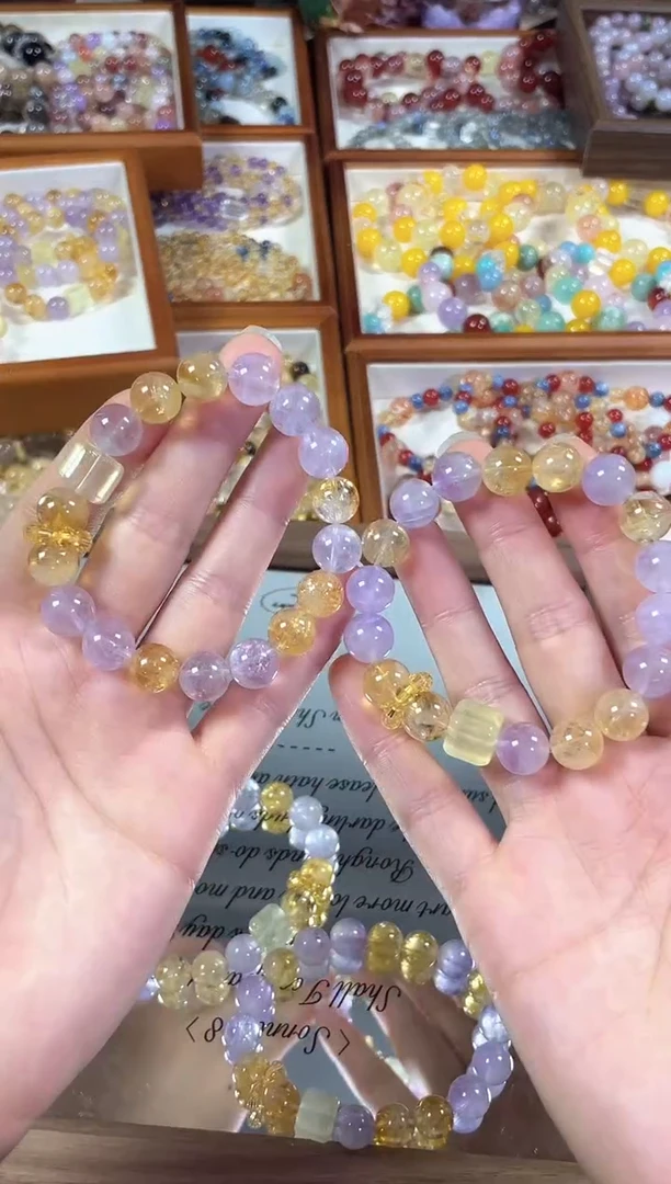 未镶嵌手串水晶天然紫水晶黄塔晶黄水方糖手串多样发一
