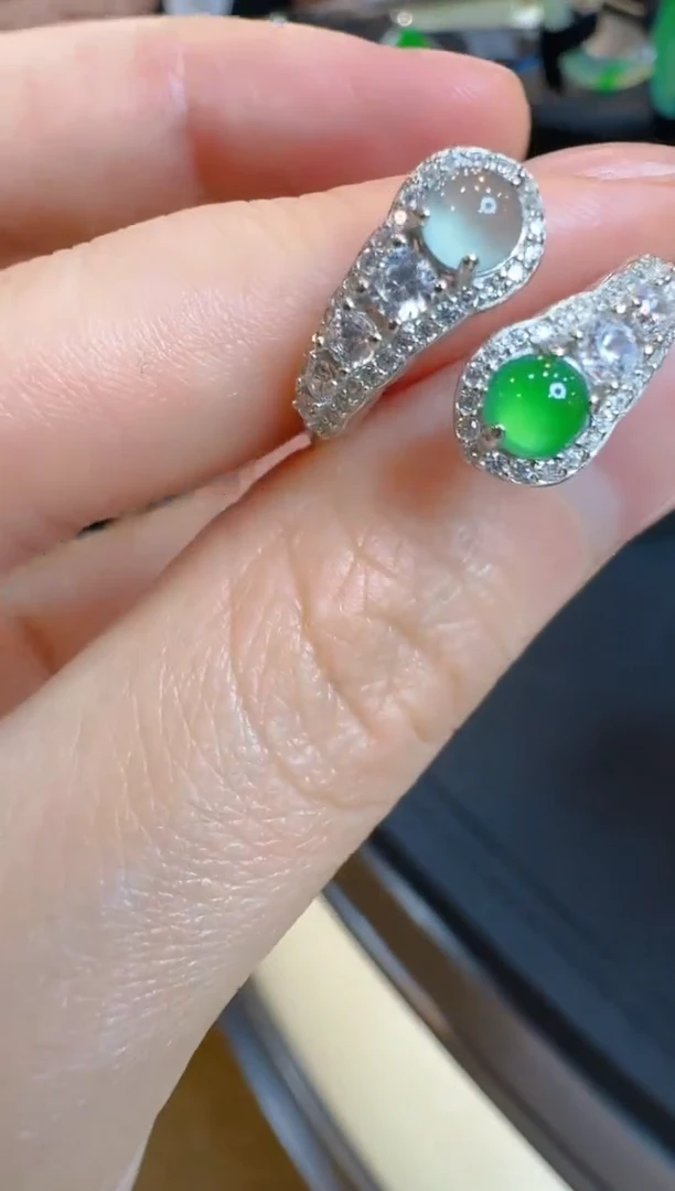 翡翠戒指银S925镶嵌多样性团购发一件