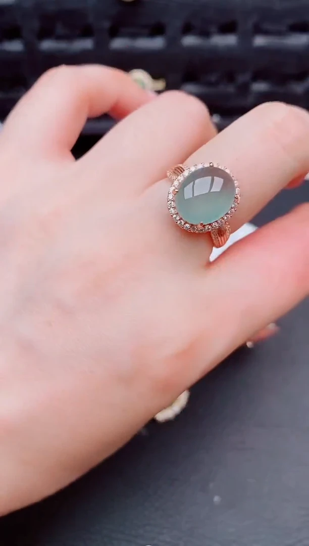 翡翠戒指银S925镶嵌天然a货翡翠219