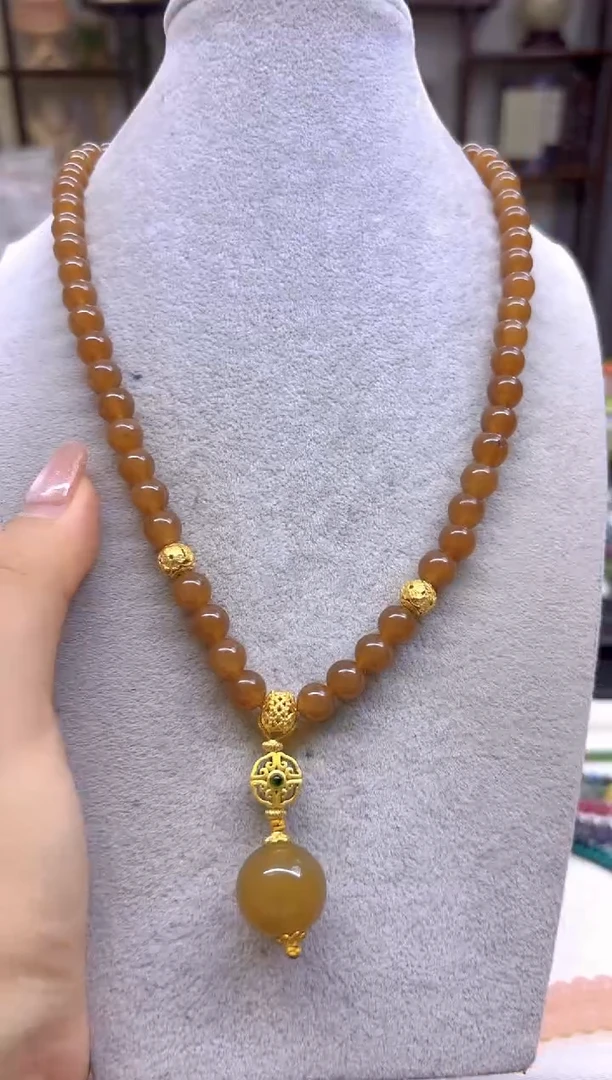 和田玉（糖玉）未镶嵌毛衣链DIY款M300