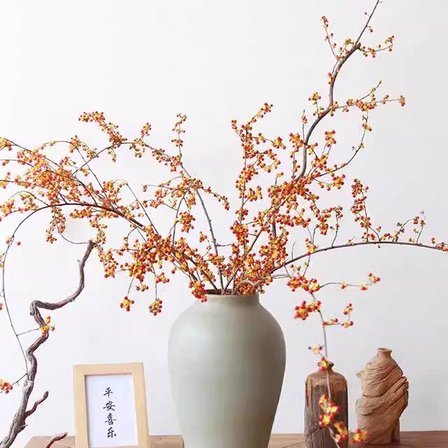 高端花材红色室内装饰家居干果枝客厅高级干花鲜花乌桕树