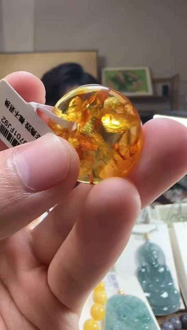 【闪购商品】琥珀吊坠(不含链)未镶嵌花珀平安扣吊坠4