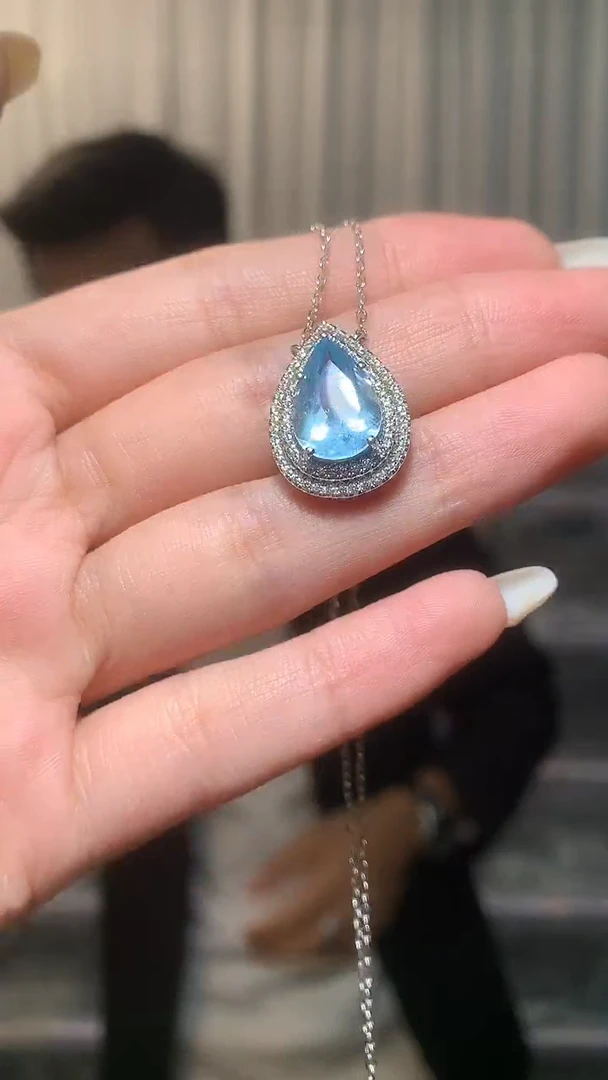 银S925镶嵌吊坠(赠链)海蓝宝石【宝石世家严选】