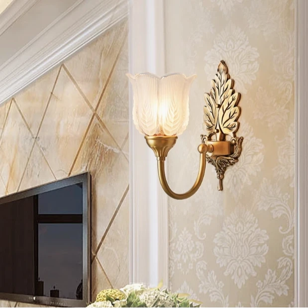 美式壁灯卧室床头灯客厅电视墙灯全铜楼梯灯复古高级法式轻奢灯具
