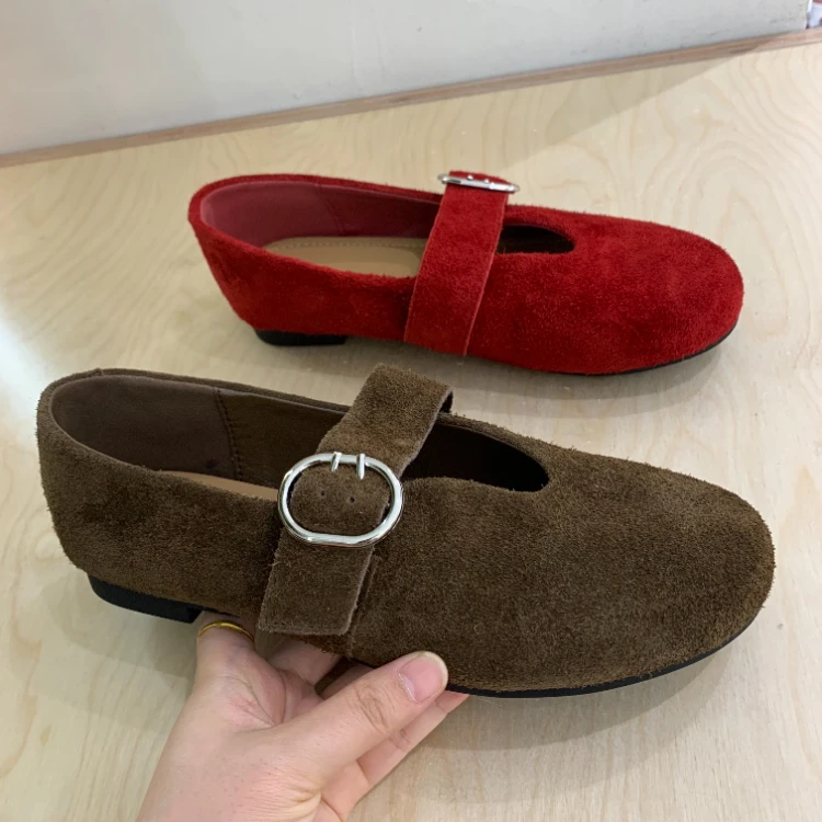 玛丽珍单鞋女2025新款平底软底法式奶奶鞋豆豆鞋复古勃肯鞋磨砂皮