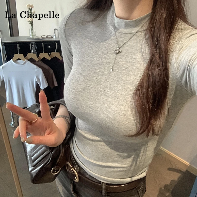 拉夏贝尔辣妹修身短袖T恤女2025春夏季洋气紧身显瘦半袖内搭上衣