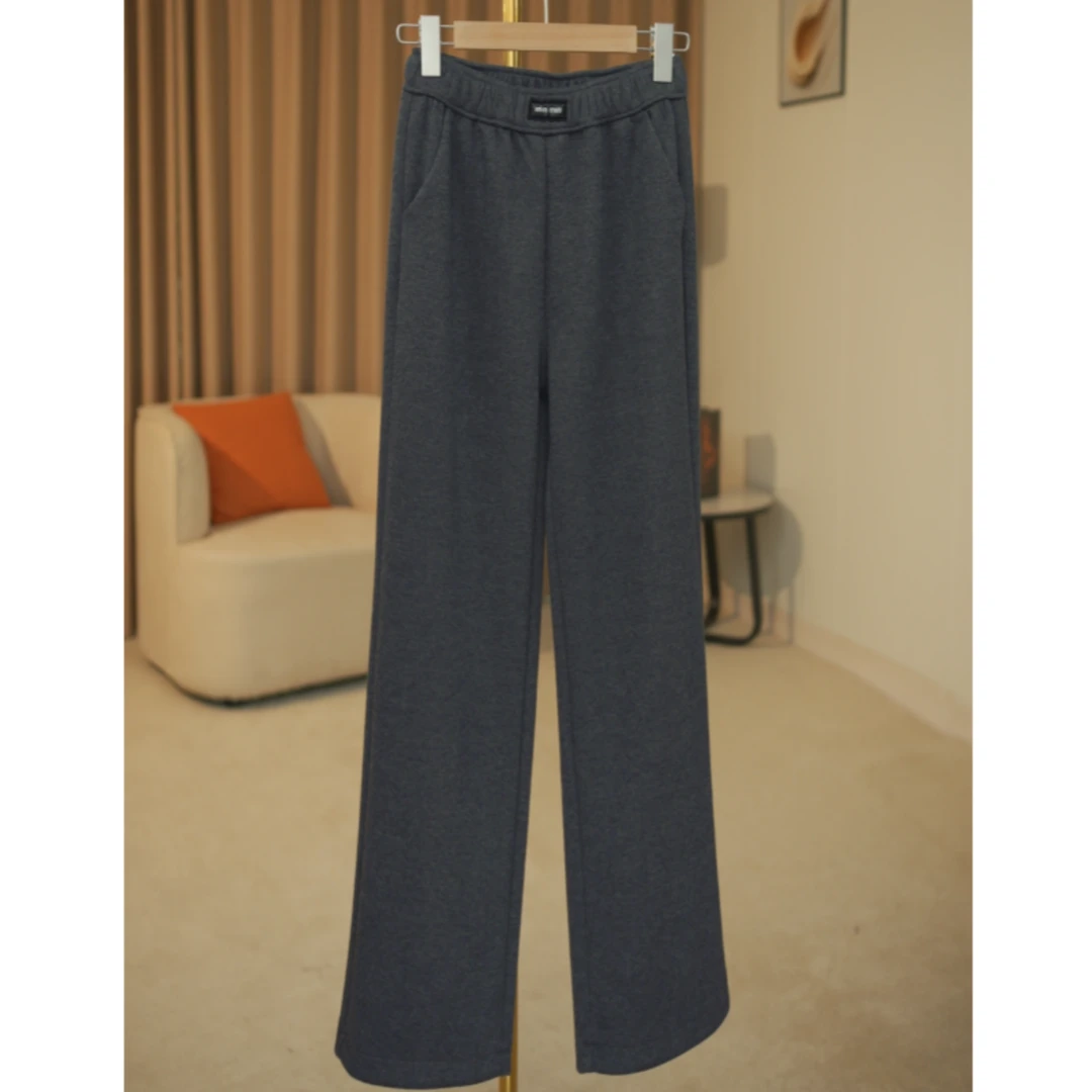 【醋酸羊毛】冬款高腰显瘦休闲百搭窄版阔腿裤时尚弹力直筒裤女裤