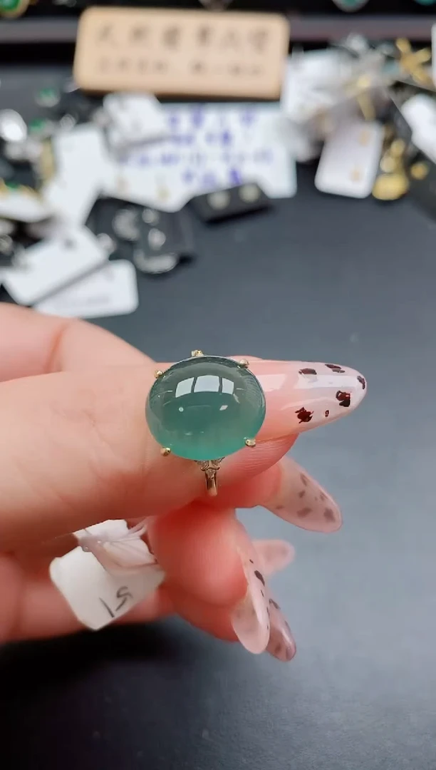 银S925镶嵌戒指翡翠1