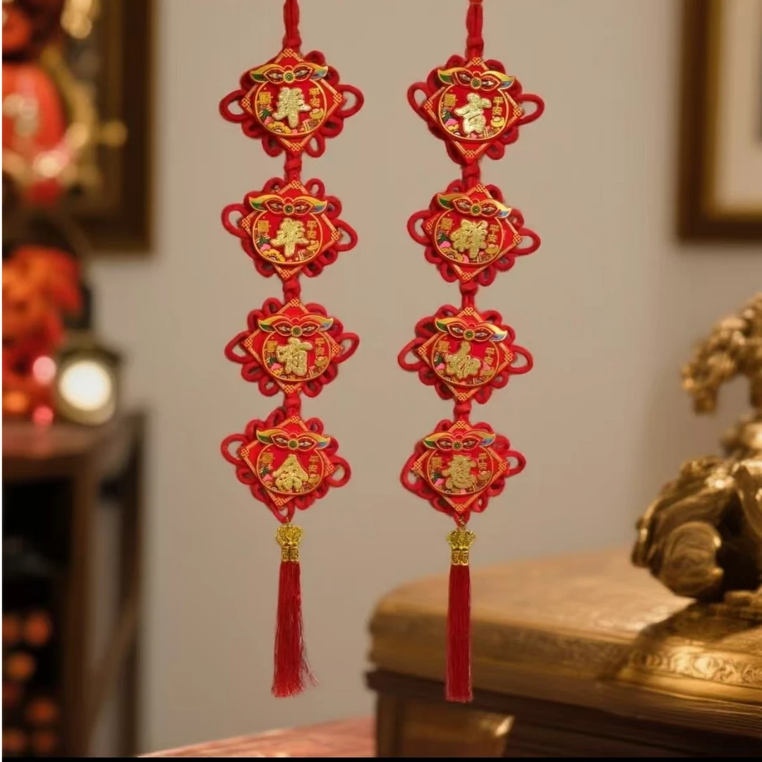 精致大号中国结吉祥如意欢度新年客厅入户门对联挂件