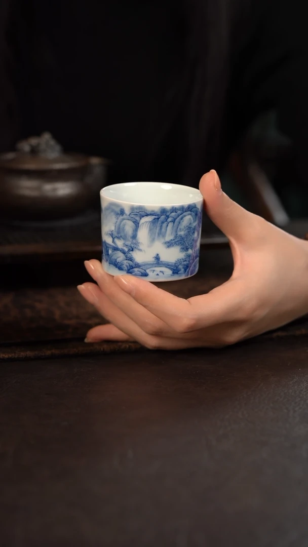 【闪购商品】杯HLX陶瓷重工山水小桥竹节杯 随机